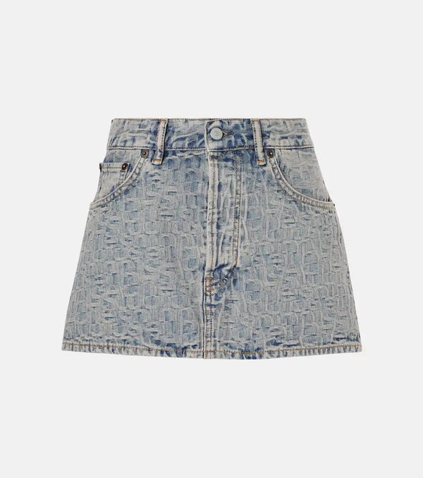 Acne Studios Monogram low-rise denim miniskirt | LYBSTORE