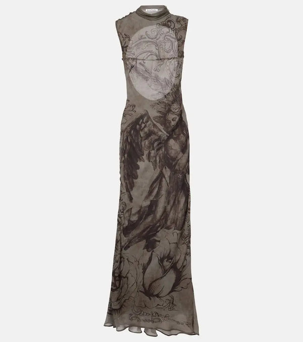 Acne Studios Printed mesh maxi dress