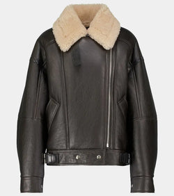 Acne Studios Shearling and leather biker jacket | LYBSTORE