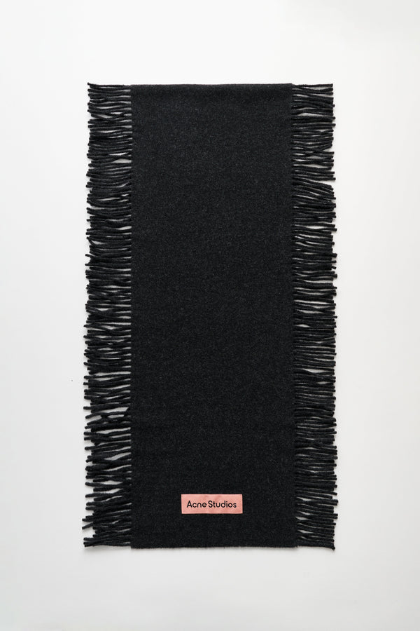 Acne Studios Lateral Fringe Scarf Black Melange