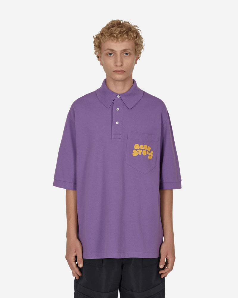 Acne Studios Bubble Logo Polo T-Shirt Purple