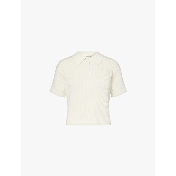  Adanola Relaxed-fit ribbed cotton-knitted polo shirt