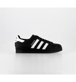 Adidas Boys Superstar Trainers Black White Leather