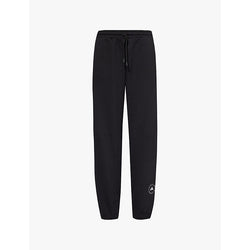  Adidas By Stella Mccartney Brand-print high-rise loose-fit organic cotton-blend jogging bottoms