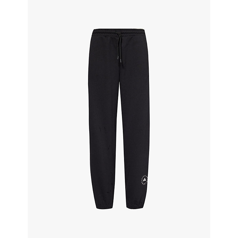  Adidas By Stella Mccartney Brand-print high-rise loose-fit organic cotton-blend jogging bottoms