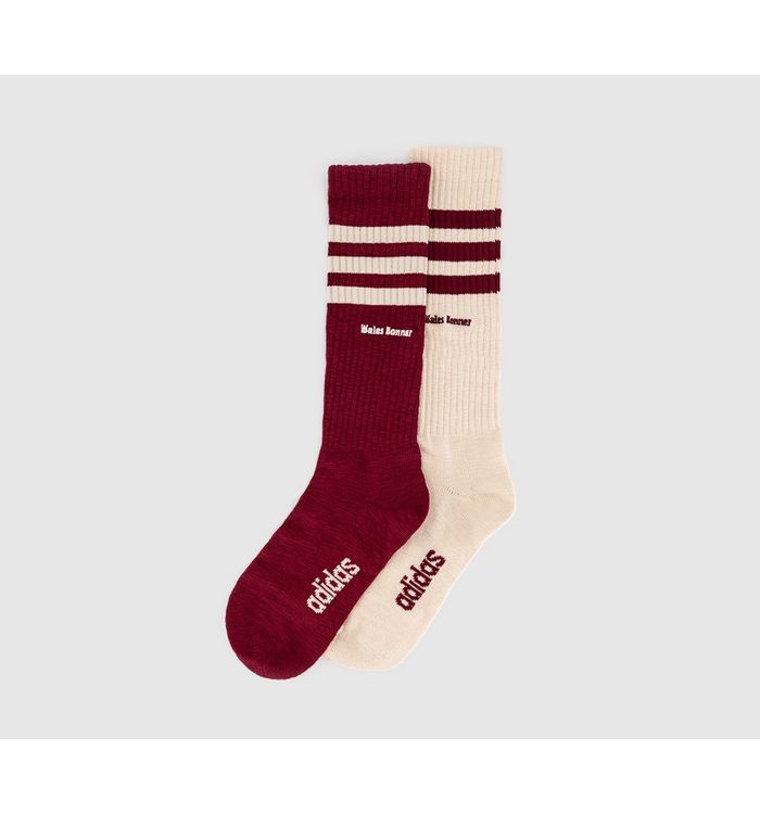 Adidas Consortium Wales Bonner 3-Stripe Socks Wonder White Collegiate Burgundy