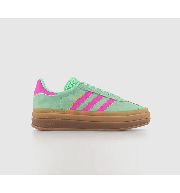 Adidas Girls Gazelle Bold W Trainers Pulse Mint Screaming Pink Gum M2 In Green