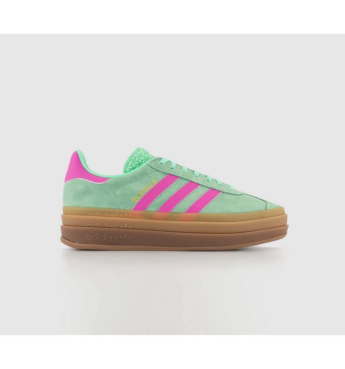 Adidas Women's Gazelle Bold W Trainers Pulse Mint Screaming Pink Gum M2 In Green