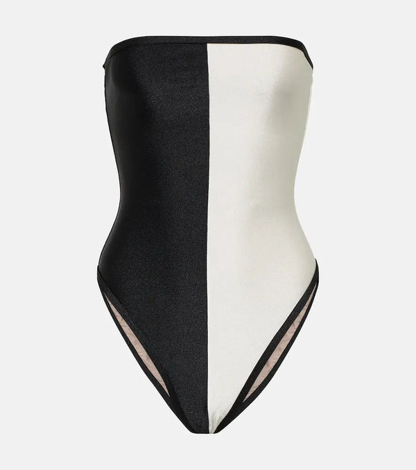 Adriana Degreas Deco colorblocked strapless swimsuit | LYBSTORE