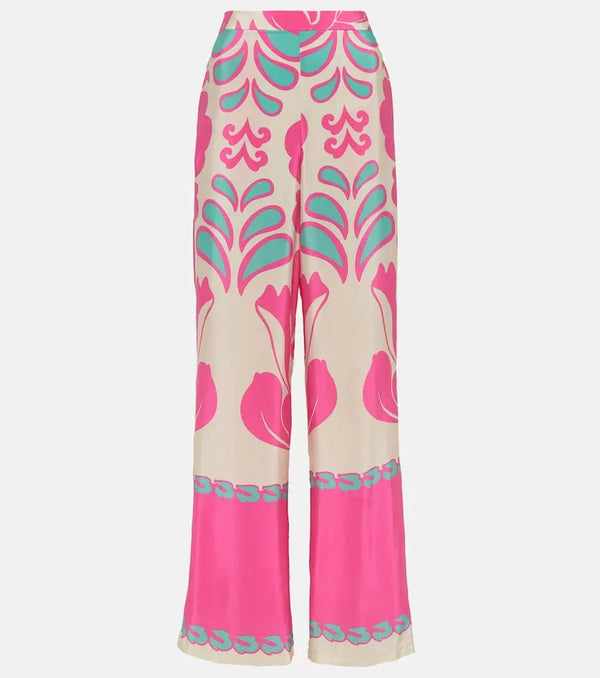 Adriana Degreas Printed high-rise silk wide-leg pants | LYBSTORE