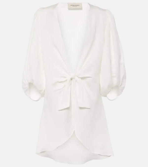 Adriana Degreas Puff-sleeve linen-blend blouse | LYBSTORE