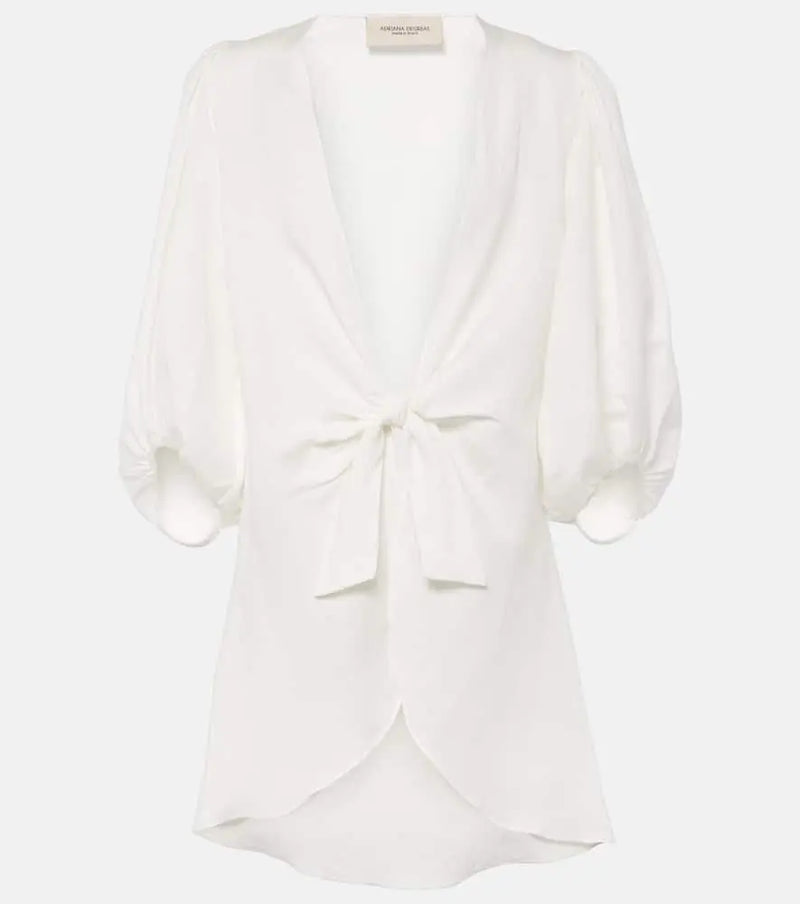 Adriana Degreas Puff-sleeve linen-blend blouse | LYBSTORE