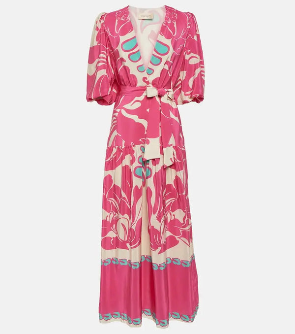 Adriana Degreas Puff-sleeve silk maxi dress | LYBSTORE