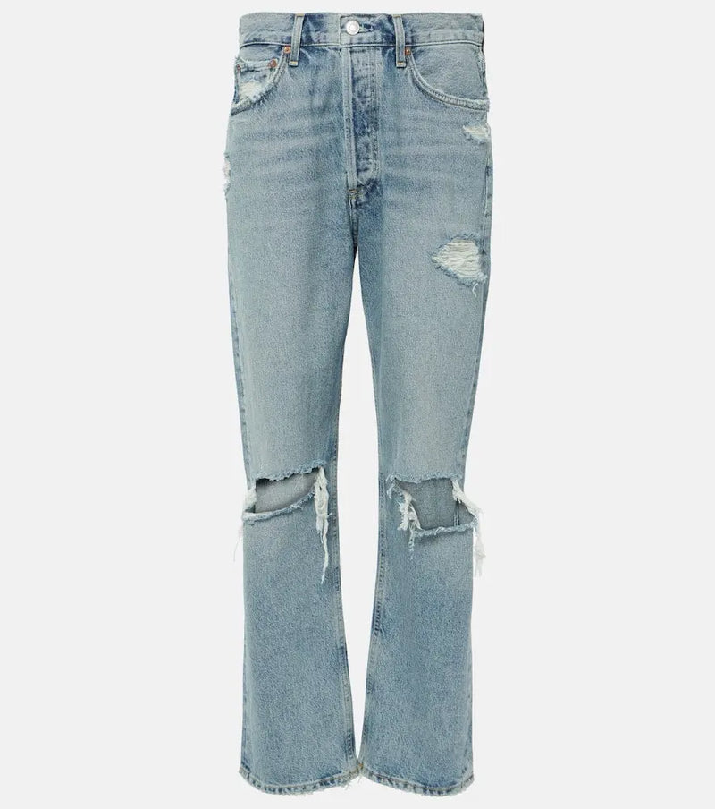 Agolde 90s distressed mid-rise straight jeans | LYBSTORE