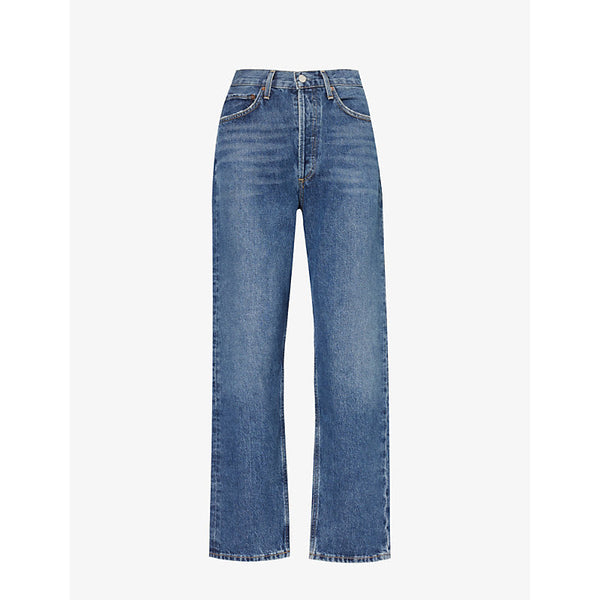 Agolde 90s faded-wash straight-leg mid-rise organic-denim jeans | LYBSTORE