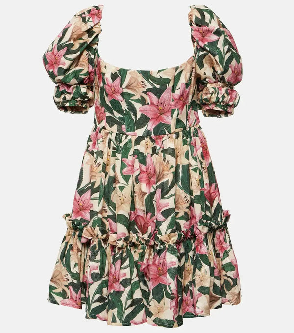 Agua by Agua Bendita Alaria Rocio ruffled floral minidress | LYBSTORE