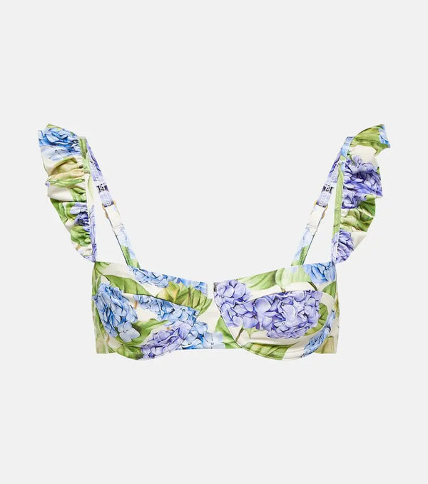 Agua by Agua Bendita Kiwi Hortensia floral bikini top | LYBSTORE