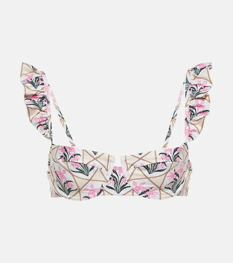 Agua by Agua Bendita Kiwi Orquidea floral bikini top | LYBSTORE