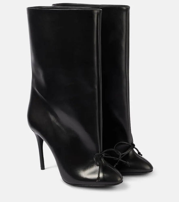 Alaïa 90 bow-detail leather ankle boots | LYBSTORE