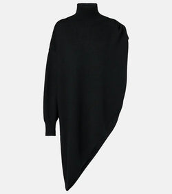 Alaïa Asymmetric caped turtleneck sweater | LYBSTORE