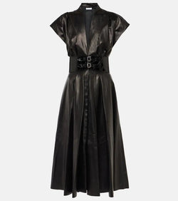 Alaïa Belted leather midi dress