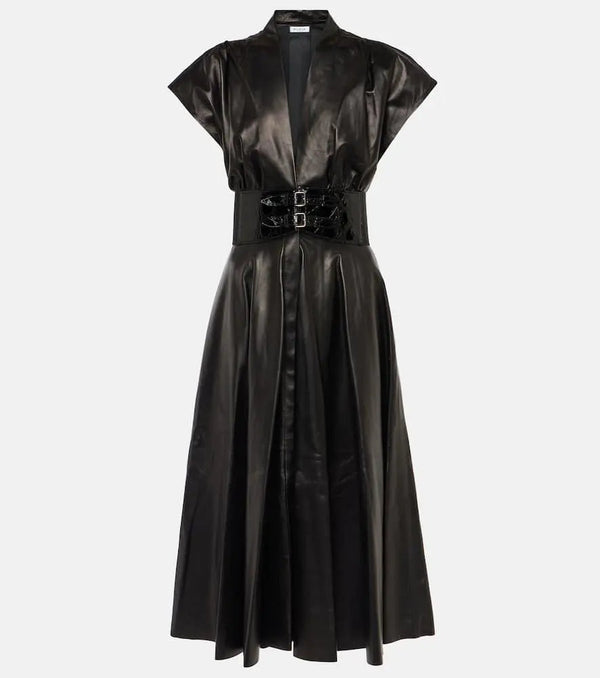 Alaïa Belted leather midi dress