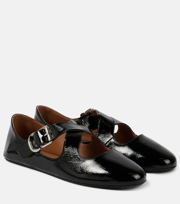 Alaïa Criss Cross patent leather ballet flats