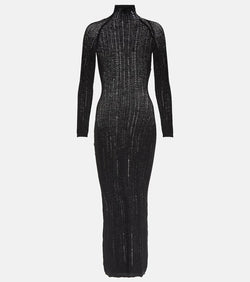 Alaïa Distressed wool-blend midi dress