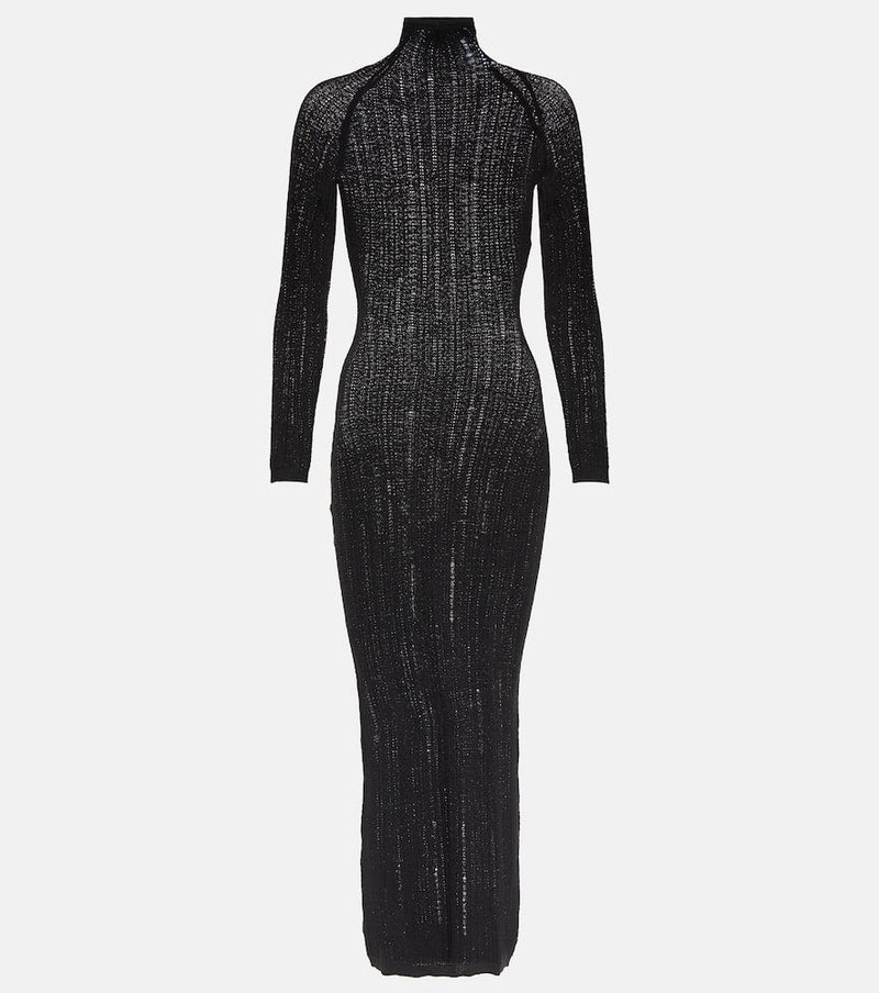 Alaïa Distressed wool-blend midi dress