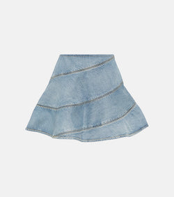 Alaïa Embroidered denim miniskirt