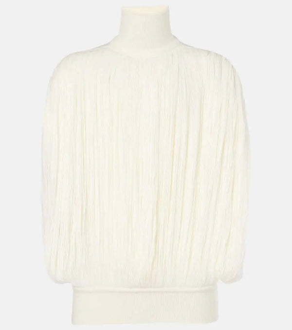 Alaïa Fringed wool turtleneck sweater | LYBSTORE