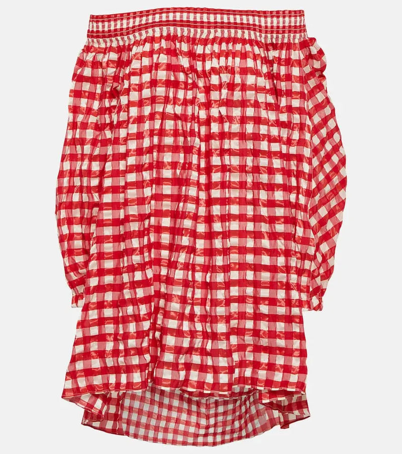 Alaïa Gingham off-shoulder minidress