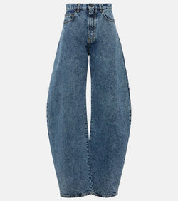 Alaïa High-rise barrel-leg jeans | LYBSTORE