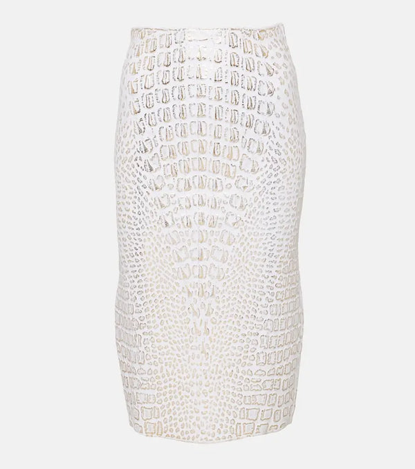 Alaïa High-rise snake-print pencil skirt | LYBSTORE