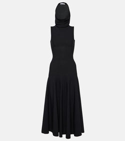 Alaïa Hooded jersey midi dress