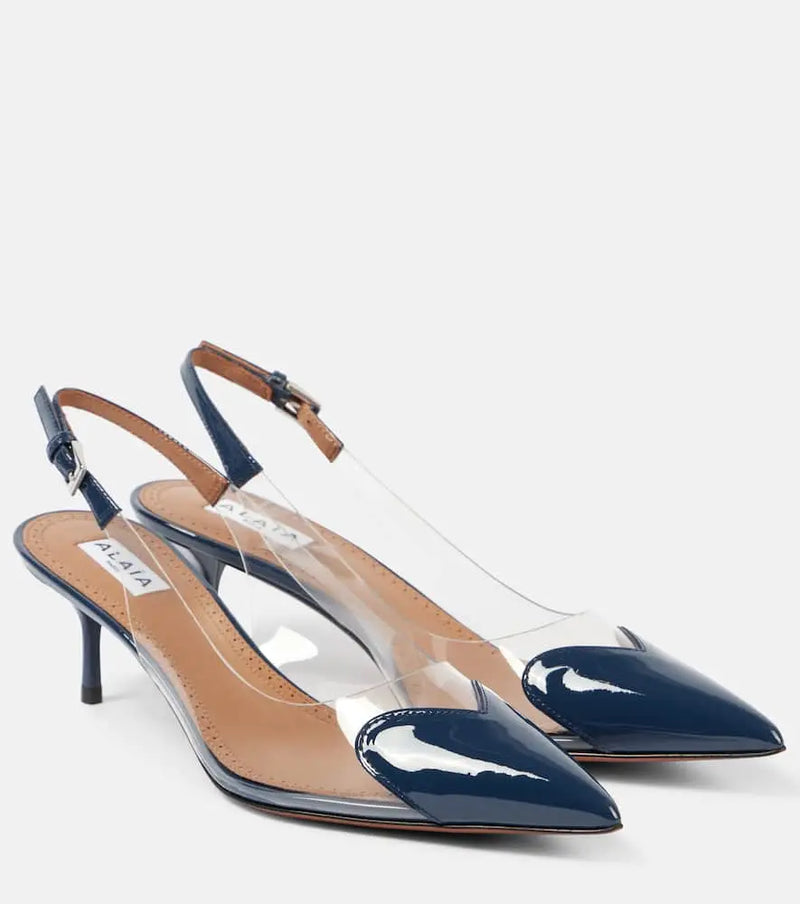 Alaïa Le Caur 55 PU and leather slingback pumps