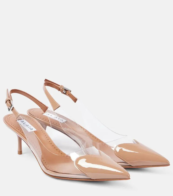 Alaïa Le Caur PVC and patent leather slingback pumps | LYBSTORE