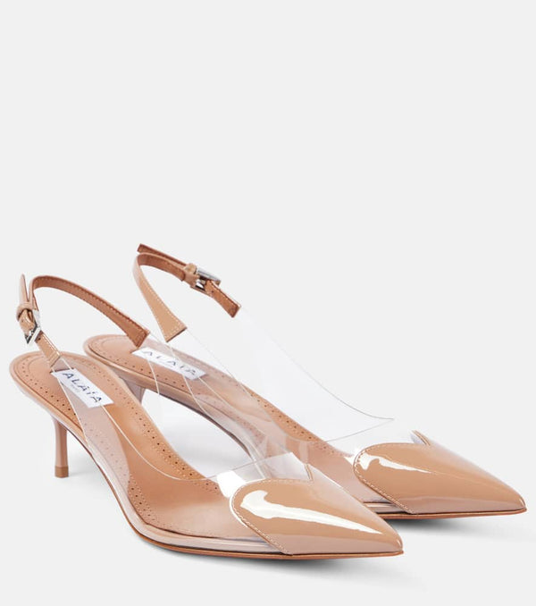 Alaïa Le Caur PVC and patent leather slingback pumps