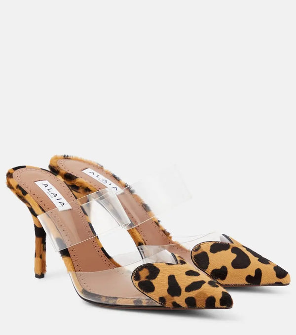 Alaïa Le Caur leopard-print calf hair and PU mules | LYBSTORE