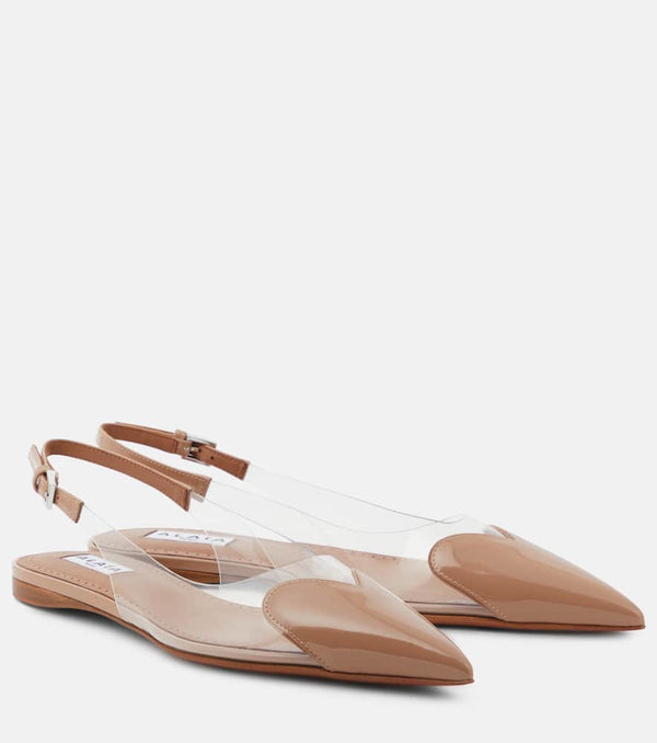 Alaïa Le Caur patent leather and PU slingback flats | LYBSTORE