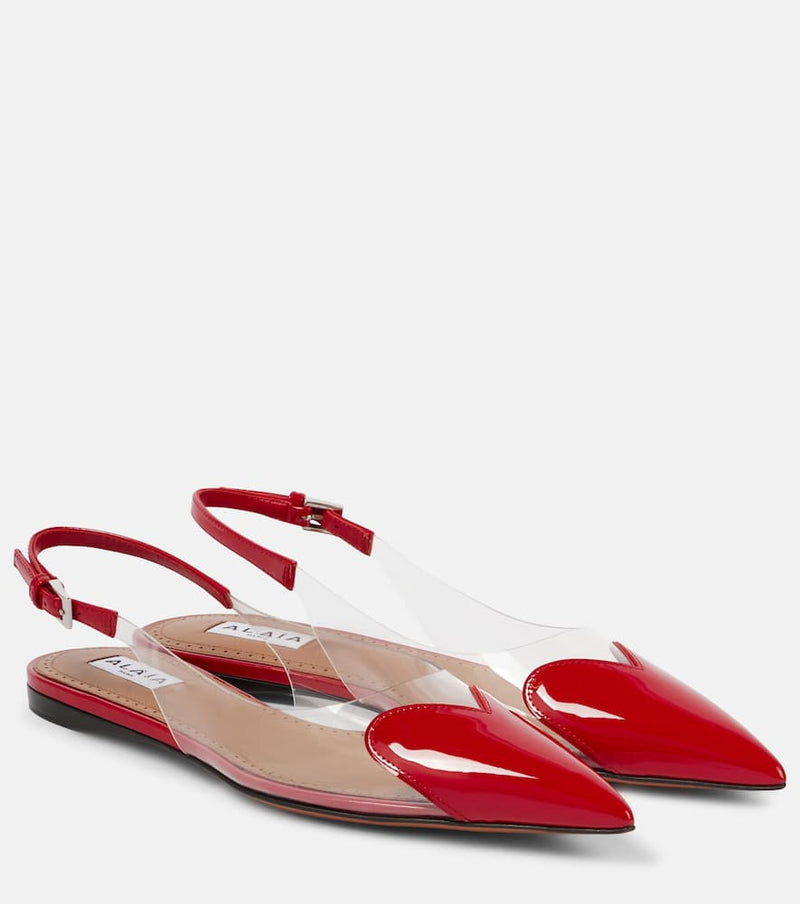 Alaïa Le Caur patent leather and PU slingback flats