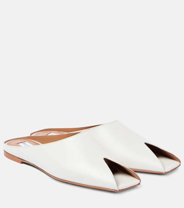 Alaïa Leather peep-toe mules | LYBSTORE