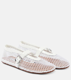 Alaïa Leather-trimmed fishnet ballet flats