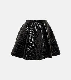 Alaïa Pleated croc-effect miniskirt