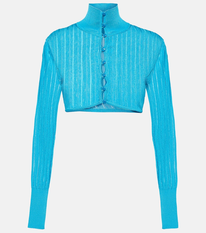 Alaïa Ribbed-knit cropped cardigan