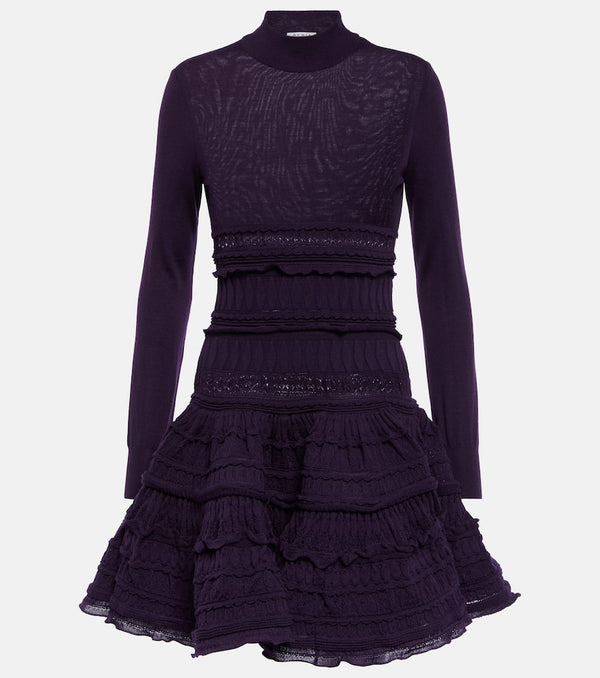 Alaïa Ruffle virgin wool minidress