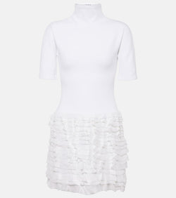 Alaïa Ruffled high-neck jersey minidress