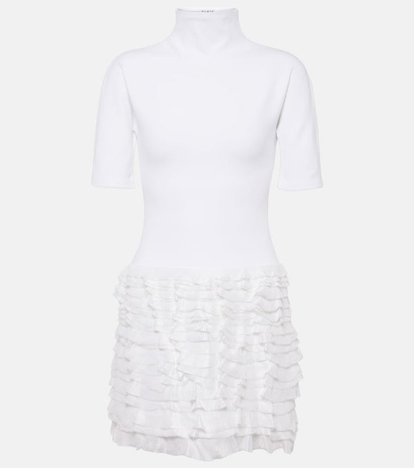 Alaïa Ruffled high-neck jersey minidress