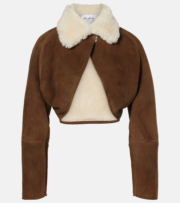 Alaïa Shearling-trimmed suede jacket | LYBSTORE