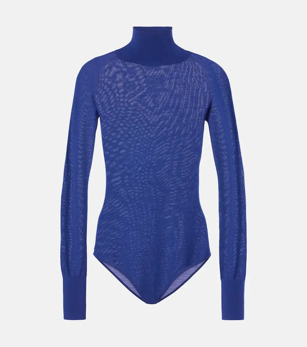 Alaïa Sheer turtleneck wool bodysuit